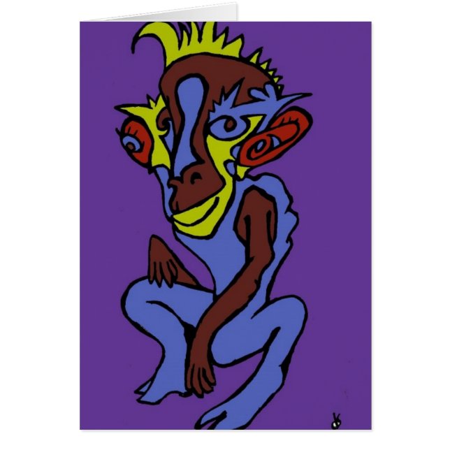 Alien Monkey Hälsningskort (Framsidan)