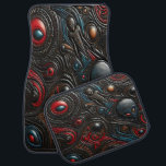 Alien Mönster avslöjar Cosmic Secrets Bilmatta<br><div class="desc">En matris av främmande motiv dyker upp i levande färg,  där svart,  röd och blå blandas.</div>