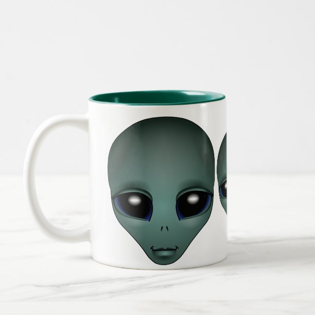 Alien Mugg Grått Extraterrestrial Kopp och Alien G (Vänster)
