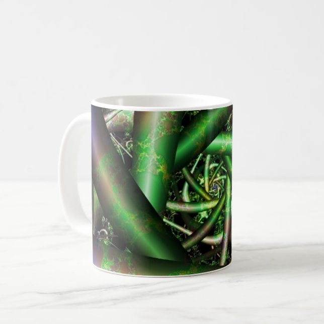 Alien | Multifärgad Fractal Art Kaffemugg (Framsida vänster)