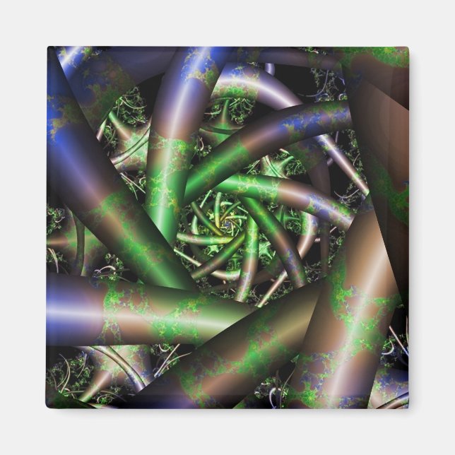 Alien | Multifärgad Fractal Art Magnet (Framsidan)