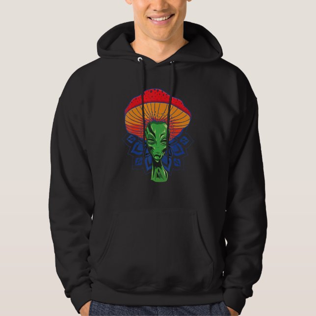 Alien Mushroom Head for Hat with Mandala Hoodie (Framsida)