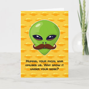 Alien Mustache (födelsedag) Kort