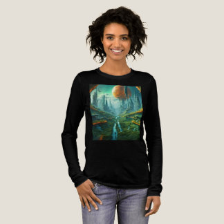 Alien Nature & Futuristiska City Surreal Sci-Fi Ar T Shirt