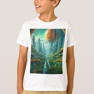 Alien Nature & Futuristiska City Surreal Sci-Fi Ar T Shirt
