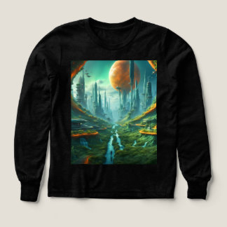 Alien Nature & Futuristiska City Surreal Sci-Fi Ar T Shirt