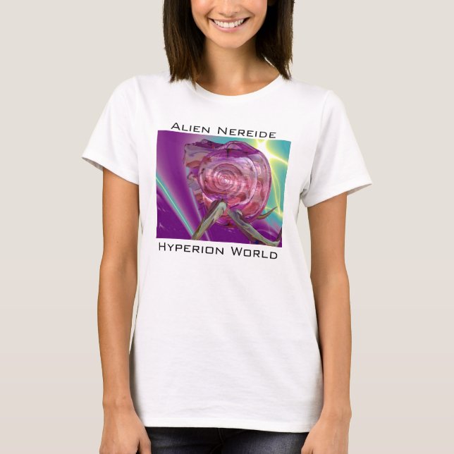 ALIEN NEREIDE /NYMPH OF VATTEN,ROSA SEASHELL Sci-F T Shirt (Framsida)