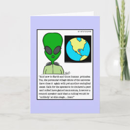 Alien News Reader Birthday Card Kort