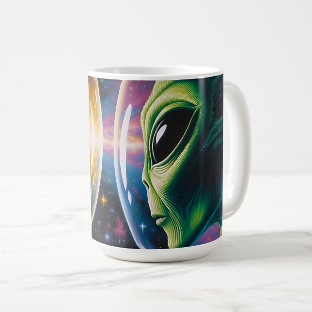 Alien och Astronaut i rymden Kaffemugg (Framsida höger)