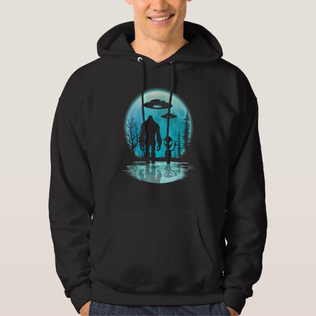 Alien och Bigfoot Måne Hoodie (Framsida)
