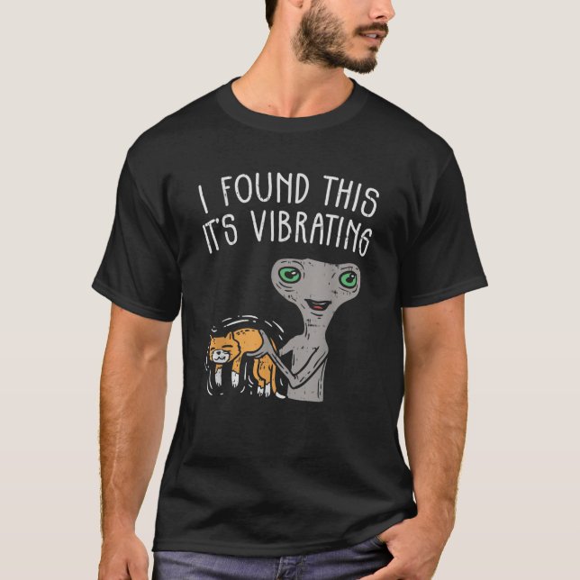 Alien och Cat Tee Funny UFO Shirt (Framsida)