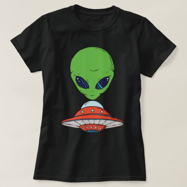 Alien och rymdskepp t shirt (Design framsida)