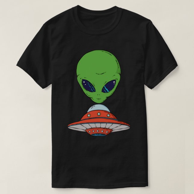 Alien och rymdskepp t shirt (Design framsida)