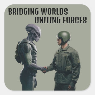 Alien och Soldier Sticker Set Fyrkantigt Klistermärke