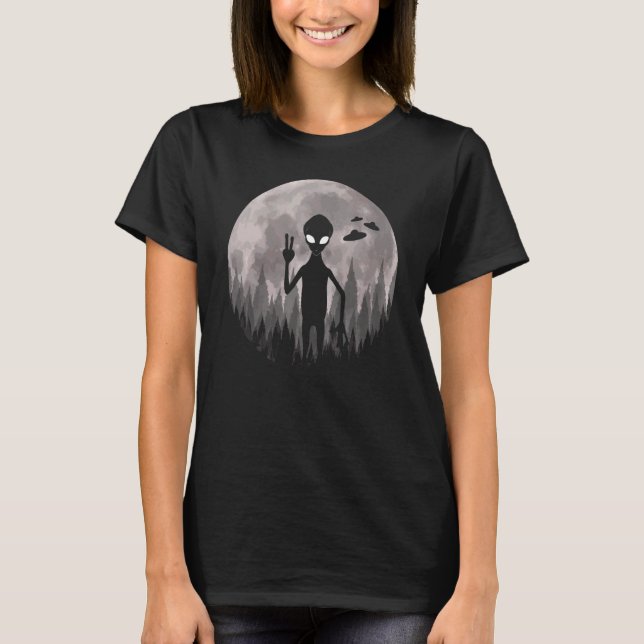Alien och Ufos Graphic Måne Extraterrestrial Alien T Shirt (Framsida)