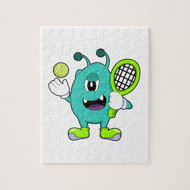 Alien på Tennis med Tennis racket Pussel (Vertikal)
