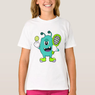 Alien på Tennis med Tennis racket T Shirt