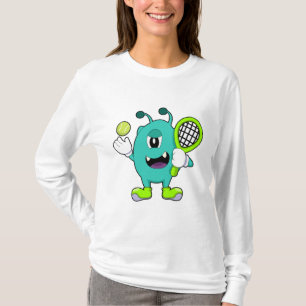 Alien på Tennis med Tennis racket T Shirt