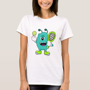 Alien på Tennis med Tennis racket T Shirt