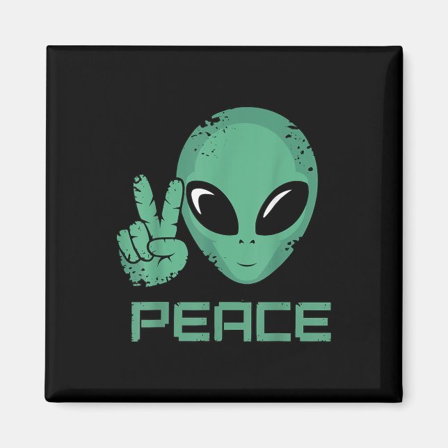 Alien Peace Hippie Ufo Magnet (Framsidan)