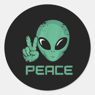 Alien Peace Hippie Ufo Runt Klistermärke