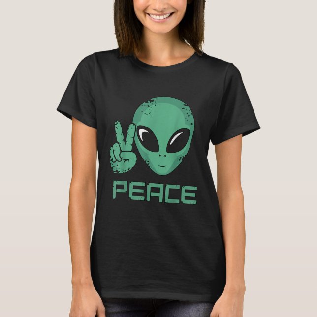 Alien Peace Hippie Ufo T Shirt (Framsida)