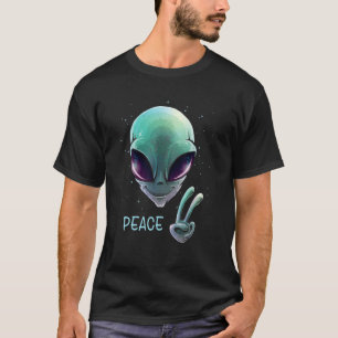 Alien Peace Sigh Hand Coola Space Futuristiska Psy T Shirt