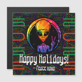 Alien Peace Tie Dye Space jul Magnet