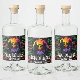 Alien Peace Tie Dye Space Liquor and Vin Labels Spritflaskor Etikett