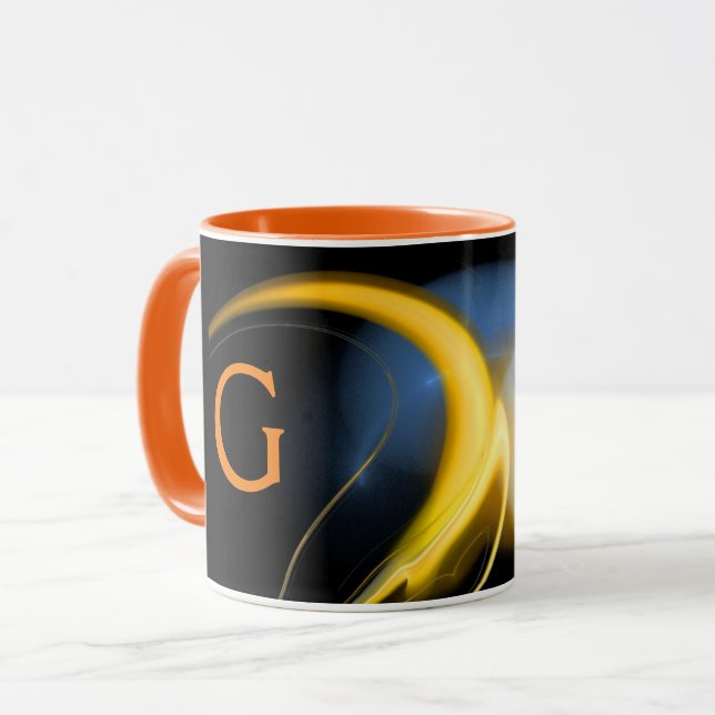 ALIEN PEARL Gult Orange Blue Black Fractalers Mugg (Framsida vänster)