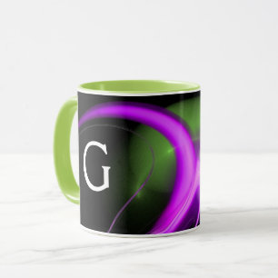 ALIEN PEARL Lila Grönt Black Fractales Mugg