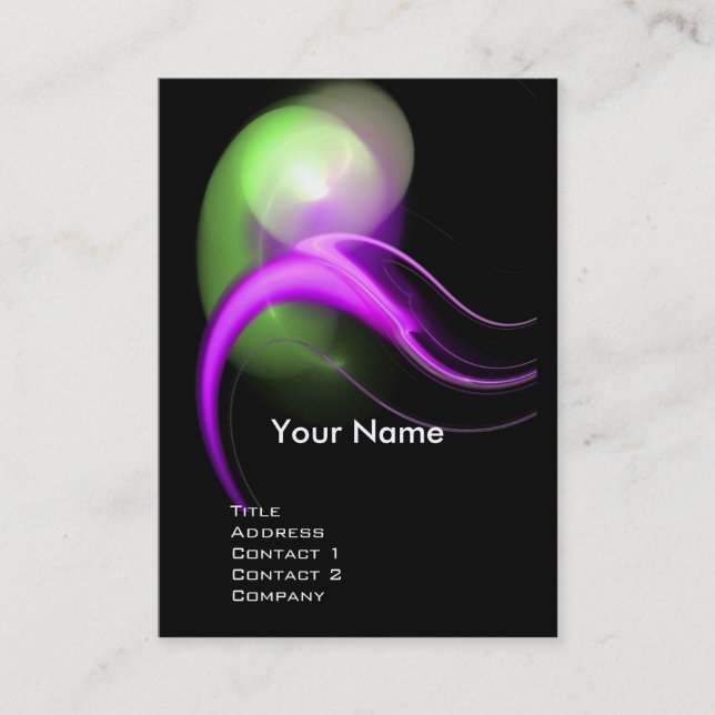 ALIEN PEARL MONOGRAM Vibrant Black rosa grönt Visitkort (Framsida)
