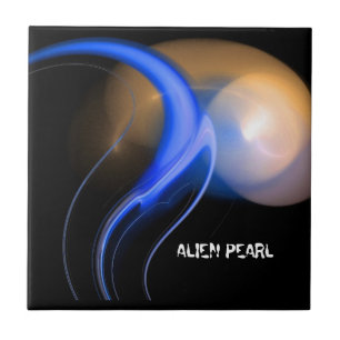 ALIEN PEARL Orange Blue Black Fractales Kakelplatta