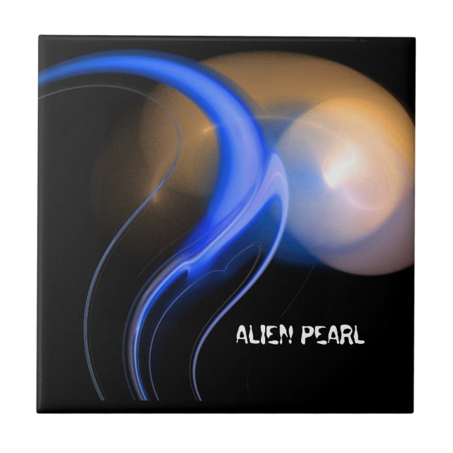 ALIEN PEARL Orange Blue Black Fractales Kakelplatta (Framsidan)