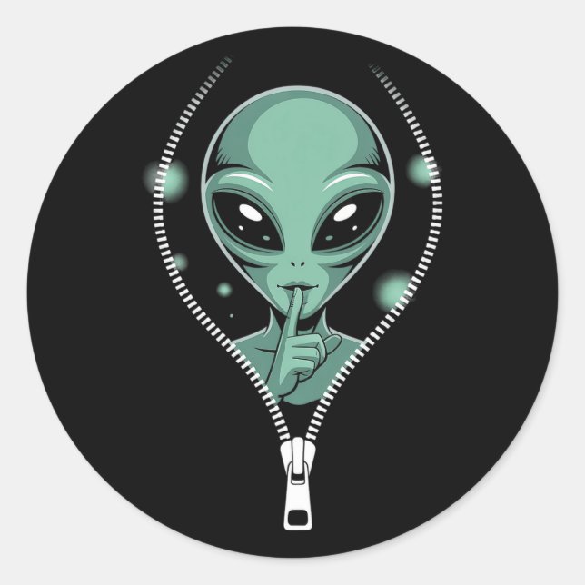 Alien Peeping Runt Klistermärke (Framsida)