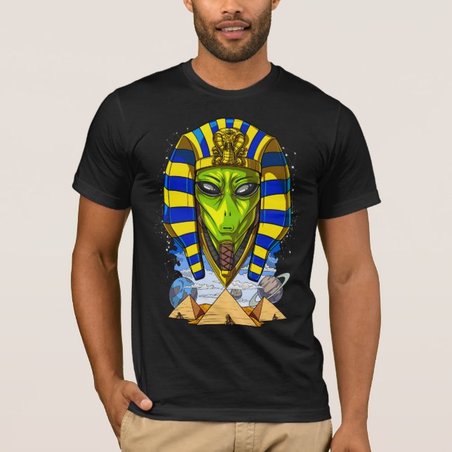 Alien Pharaoh Egypten Tutankhamun Ancient Annunaki T Shirt (Framsida)