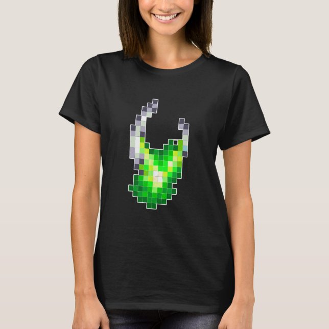 Alien Pixel Geek Nerd Retro Graphic T Shirt (Framsida)
