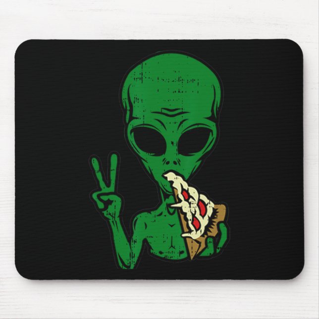 Alien Pizza Eating Peace Roligt Space Area-51 Hall Musmatta (Framsidan)