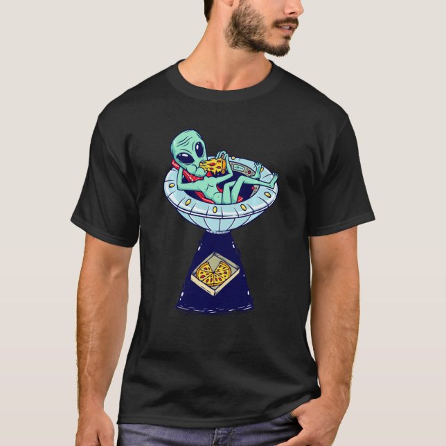 Alien Pizza Illustration Space Ufo Graphic T Shirt (Framsida)