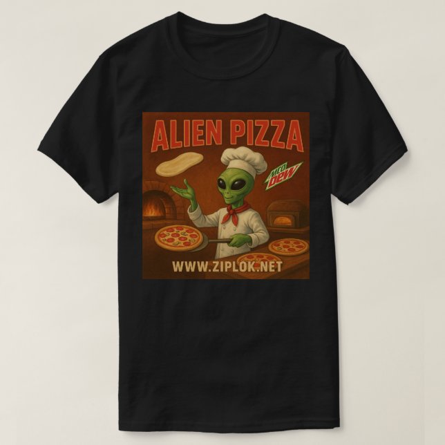 Alien Pizza - T-Shirt (Design framsida)