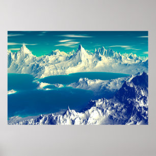 Alien Planet - 3D-datorkonst. Sten och Poster