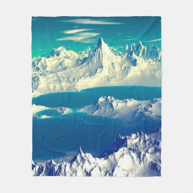 Alien Planet - 3D-datorkonst. Sten och s Fleecefilt (Framsidan)