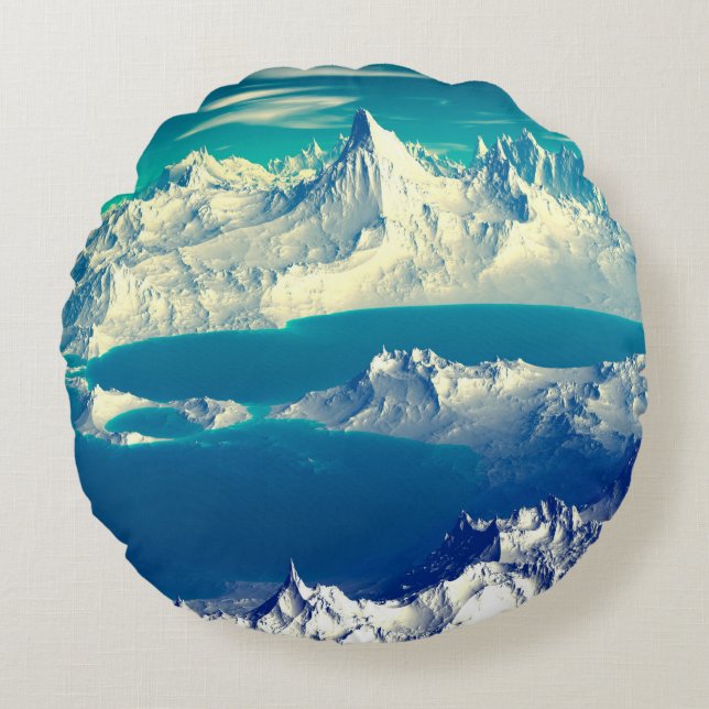 Alien Planet - 3D-datorkonst. Sten och s Rund Kudde (Framsidan)