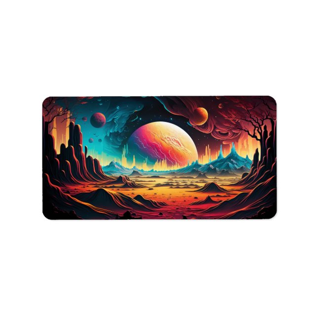 Alien planet äventyr adressetikett (Framsidan)