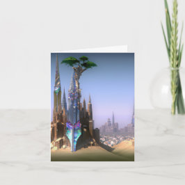 Alien Planet Crystal City Alien Träd Birthday Card Kort
