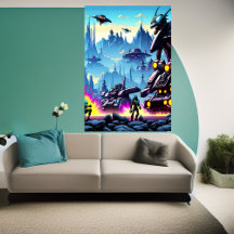 Alien-planet, främmande krig maskin | AI Art Poste