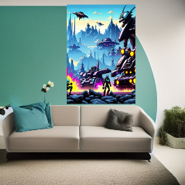 Alien-planet, främmande krig maskin | AI Art Poste Poster