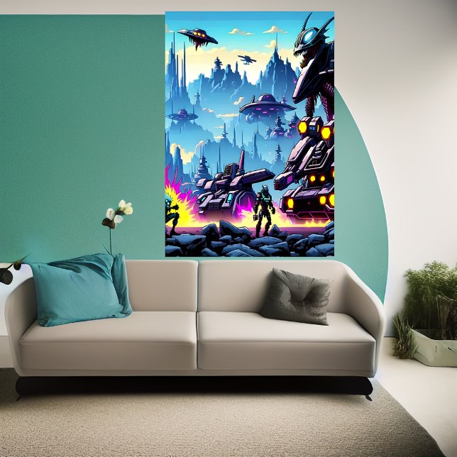 Alien-planet, främmande krig maskin | AI Art Poste Poster (Skapare uppladdad)