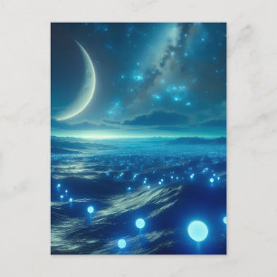 Alien Planet och Alien LIfeforms in Blue Vykort