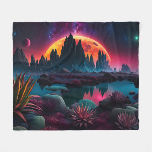 Alien planet Setting Måne Fleecefilt